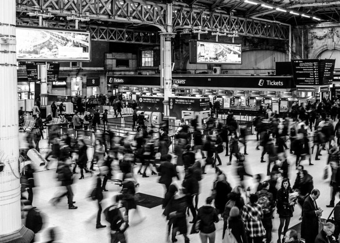 busy train station london