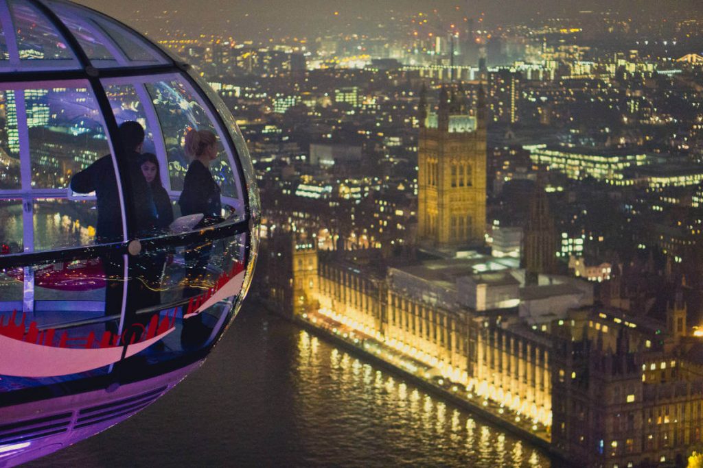 view of the the houses of parliament from the london eye