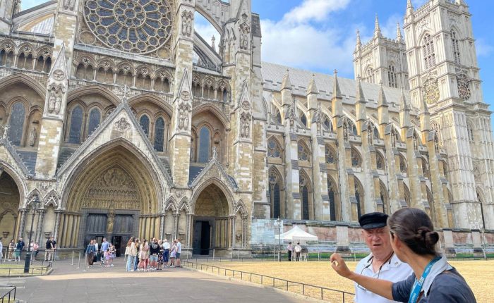 Guiding a private tour at Westminster Abbey